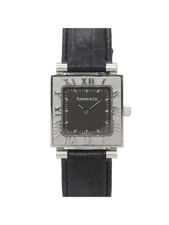 Tiffany & Co Atlas Square Vintage Watch Black Quartz