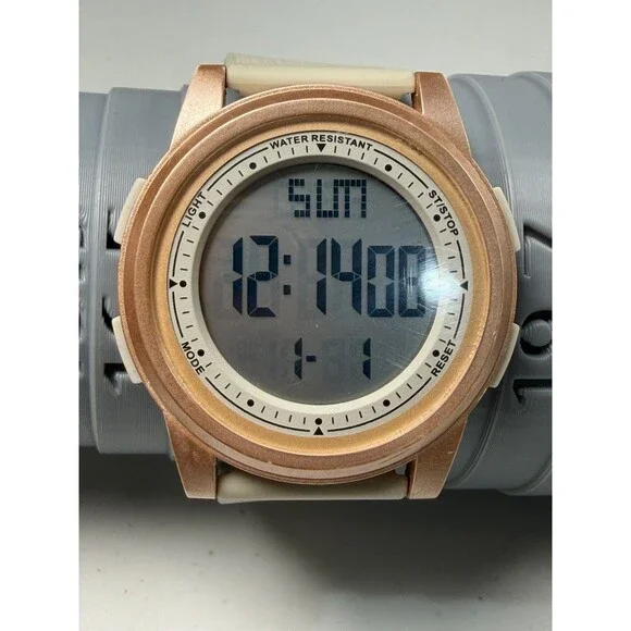 Lavaredo Digital Watch Rose Gold Cream Silicone Strap 5 ATM CR2025 Working