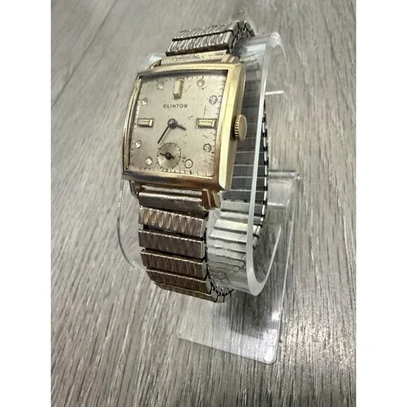 Vintage Clinton Tank Watch 30mm Mechanical Running