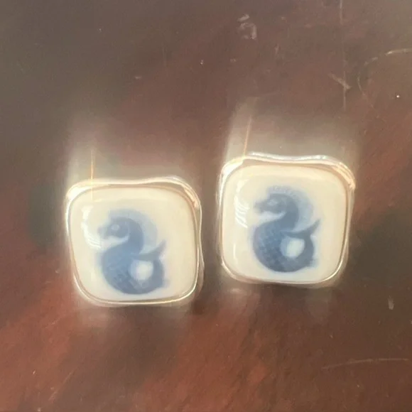 Vintage Blue Seahorse Cufflinks