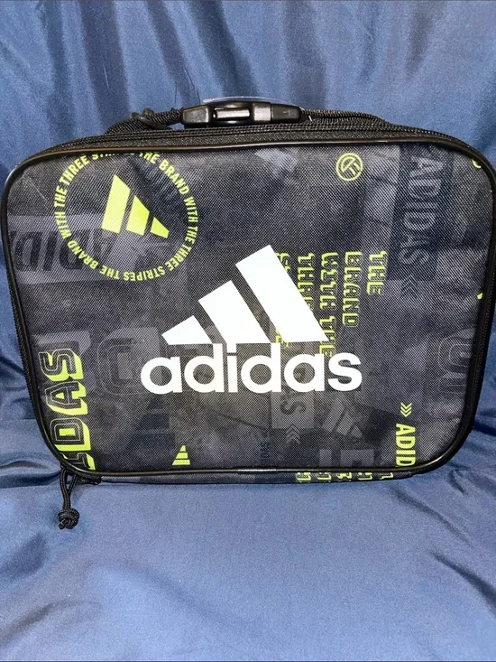 adidas Black Lunch Bag with White & Lime Lettering