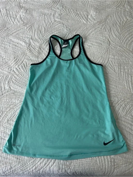 Nike Women's Aqua Racerback Tank with Black Trim