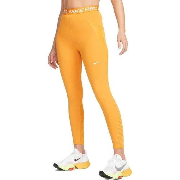 Nike Pro Light Curry/White DM6936-738 Women's High-Waisted Leggings XS