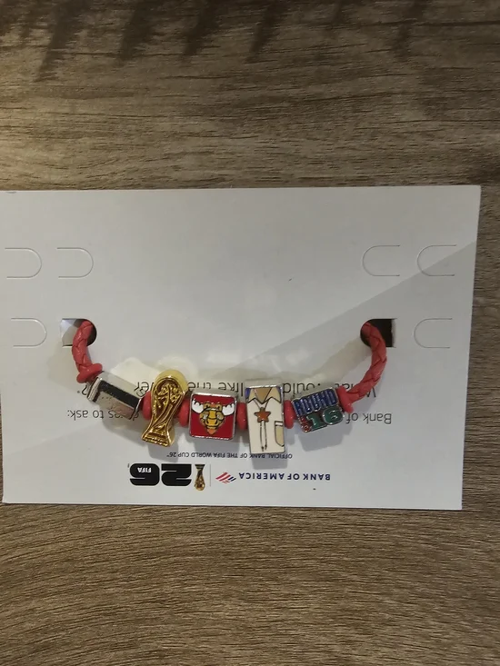 FIFA Red Braided Charm Bracelet with World Cup and Sports Charms