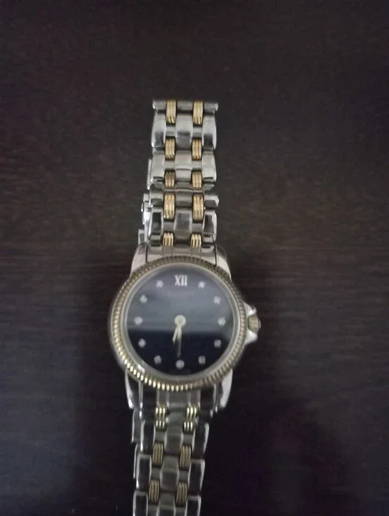 Tissot Two-Tone Silver and Gold Ladies Watch with Black Dial