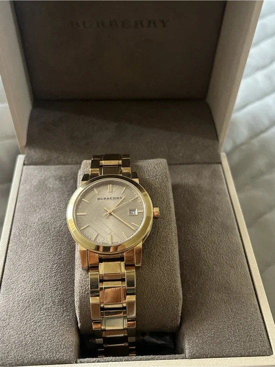Burberry Gold Tone Bracelet Watch with Date Window