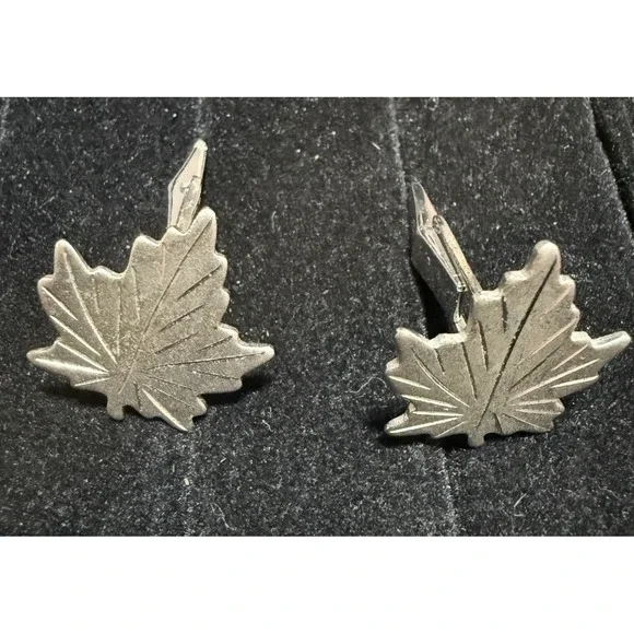Vintage - Signed Sterling Silver - Canadian MAPLE LEAF Men's Cufflinks Set