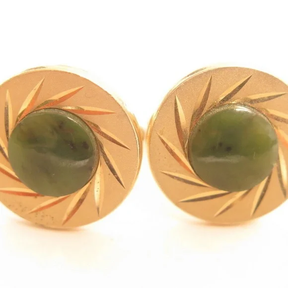 Vintage Swank Gemstone‎ Gold Plated Cufflinks