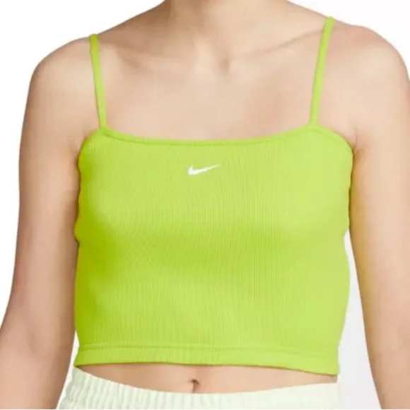 NIKE women's ribbed cropped top size Large nwt neon atomic green
