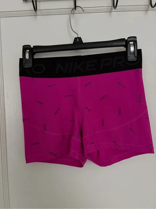 Womens Pink and Black Nike Pro 3” Shorts Size Medium
