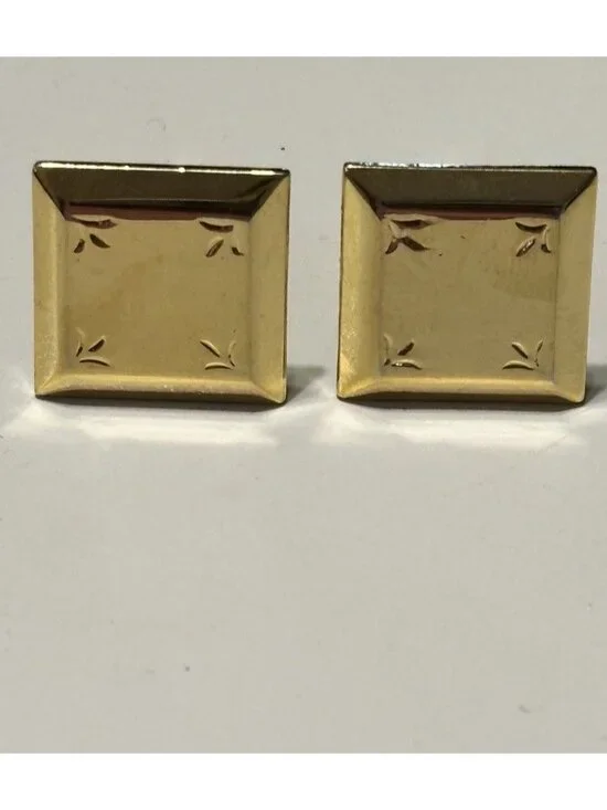 Vintage cufflinks Gold tone Square Polished Cuff Links Formal Wedding