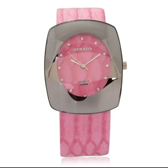 STRADA Watch Austrian Crystal Pink Band