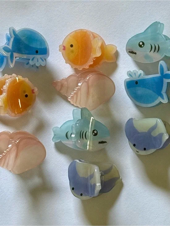 Cute Ocean Animal Fish Hair Clips - Blue, Orange, Pink