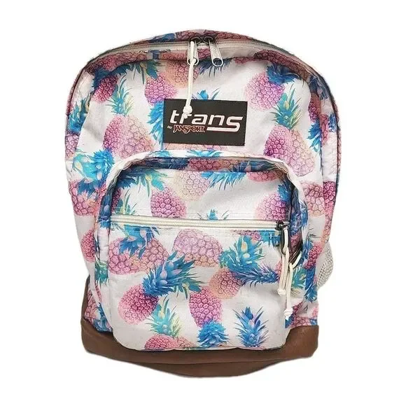 Jansport Trans Backpack Bag Tote Pink Pineapple School 18