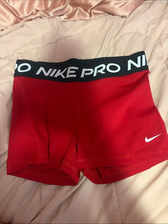 Nike Red Pro Compression Shorts with Black Waistband