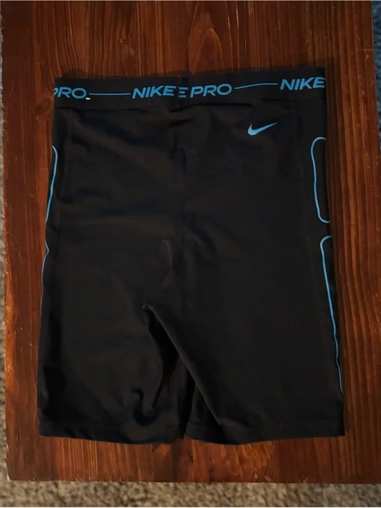 Nike Black Compression Shorts with Blue Accents