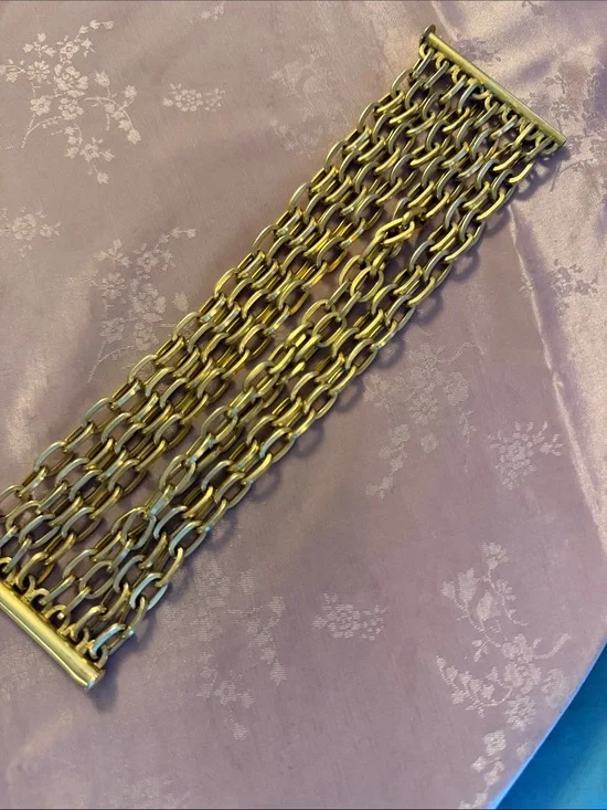 Gold Chain Link Wide Bracelet - Women's Fashion Accessory