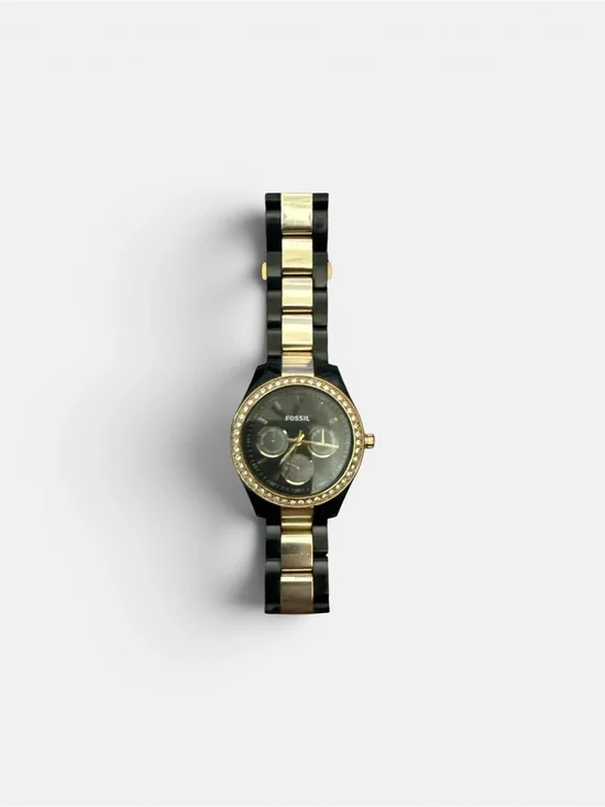 Fossil Gold and Black Bracelet Watch Clasp Detail