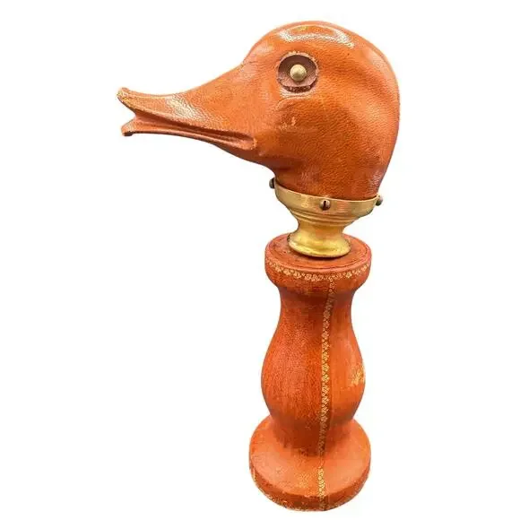 🦆VTG Made in Italy Duck Head Wood & Brass Corkscrew Bottle Opener Barware Decor
