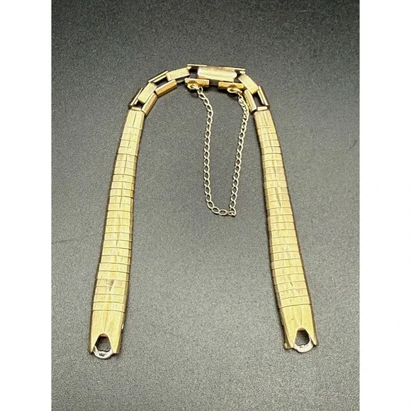 Kreisler Vintage Watch Band 1/20 10KT Gold Filled Textured Link Safety Chain USA