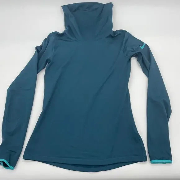 NIKE Pro Hyperwarm Infinity Training Top Womens Size M Shirt Dark Teal 620415