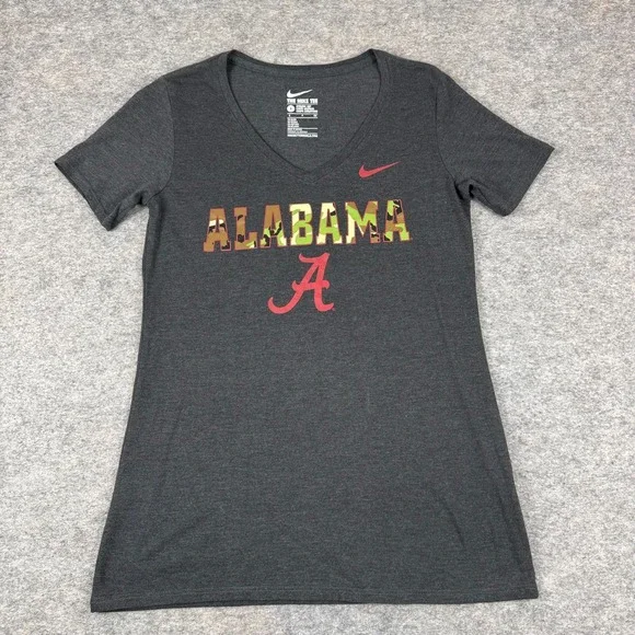 Nike Alabama Crimson Tide T-Shirt Tee Athletic Cut Gray Camo Womens Small S