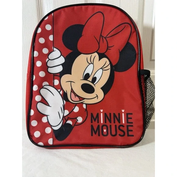 Disney Minnie Mouse Backpack Red Polka Dot Bow Kids School Bag NWOT