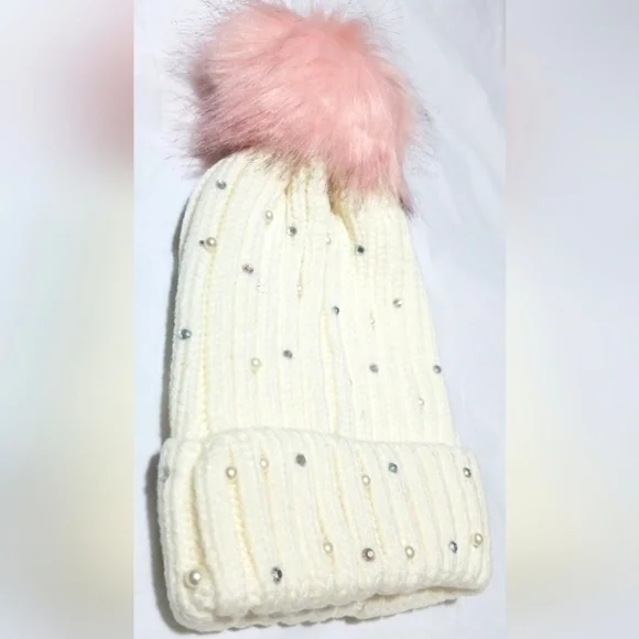 Justice Pearly Rhinestone Pom-Pom Scully Hat
