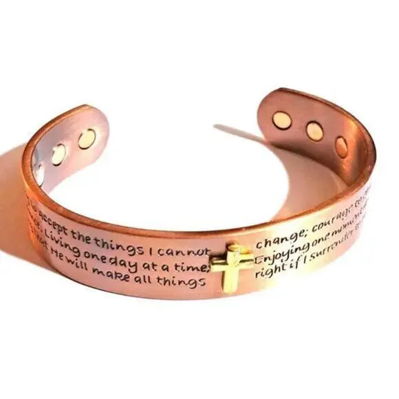 New soild copper magnetic cuff Cuff reads God grant me the‎ Serenity