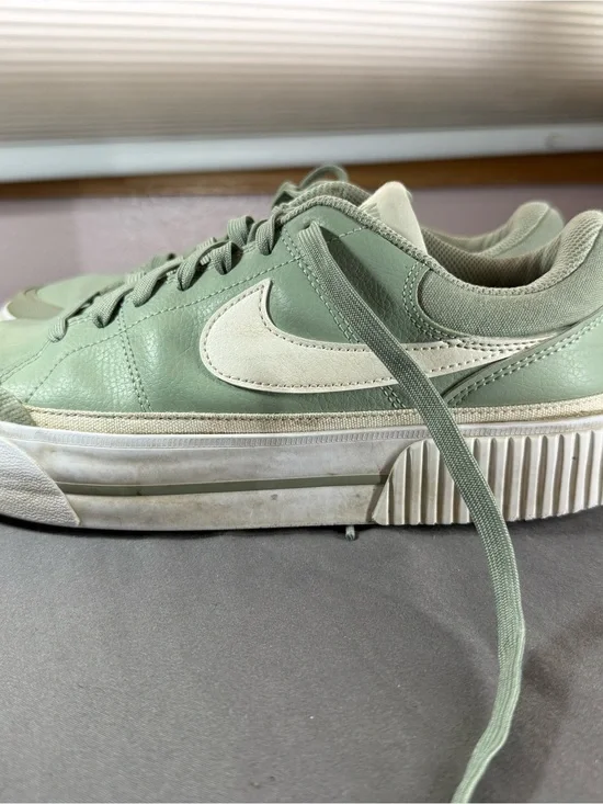 Nike Sage Green Platform Sneakers with White Swoosh