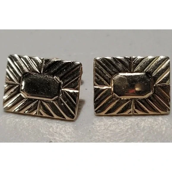 VINTAGE GOLD‎ TONE SQUARE CUFFLINKS MARKED ANSON 