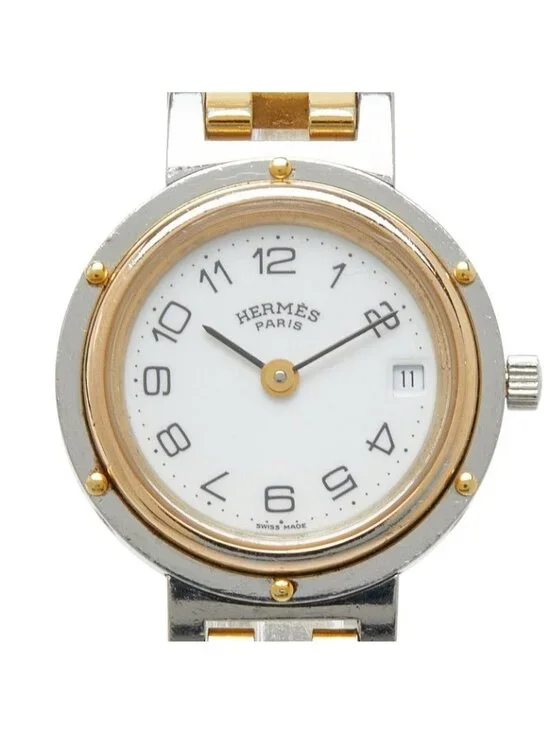 Hermes Clipper Watch White Plated Metal