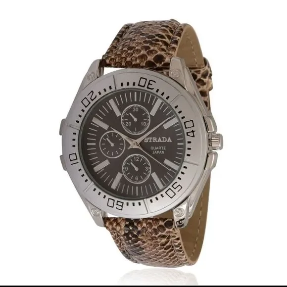 STRADA Watch Faux Leather Band Tan