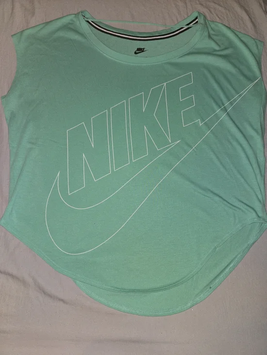 Nike Women's Mint Green Tank with White Outline Logo