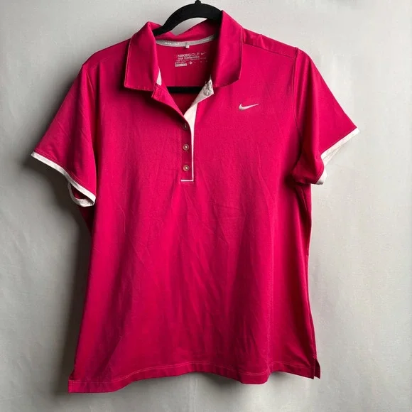 Nike Golf Tour Performance Dri-Fit Polo Shirt Hot Pink Womens‎ XL Short Sleeve