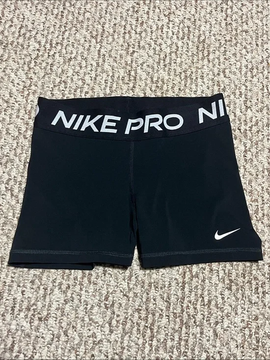 Nike Black Women's Pro Bike Shorts with White Logo