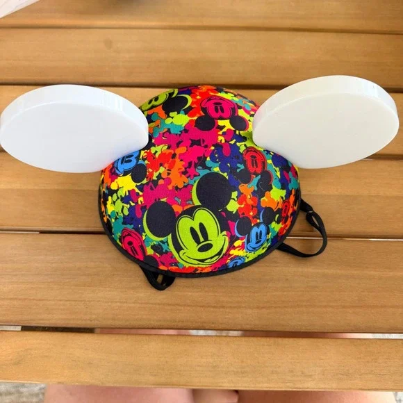Disney Parks Mickey Mouse Glow with the Show Light Up Neon Splatter Ear Hat Cap