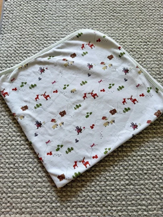Kissy Kissy Reversible 100% Pima Cotton Baby Blanket | Woodland Print