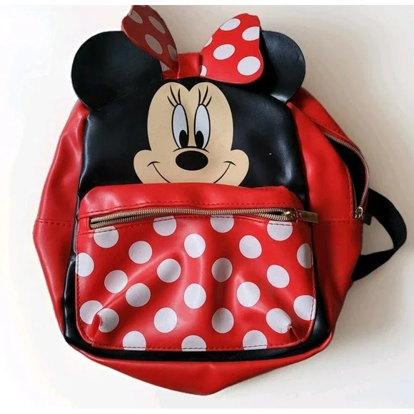 Disney Girl's 12-inch Minnie Mouse Big‎ Face Backpack Small Sewing Repair.