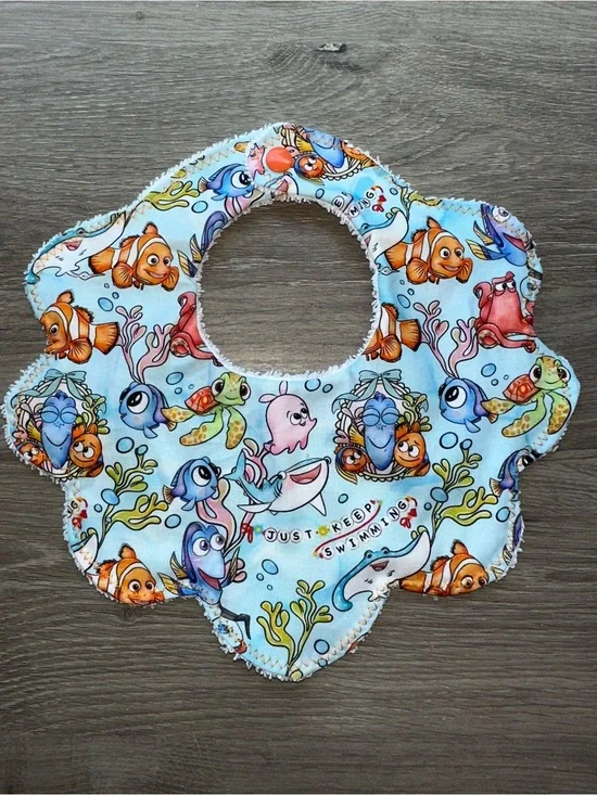 Baby Bib with Finding Nemo Characters - Blue