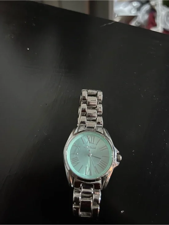 Silver Link Watch with Mint Green Dial