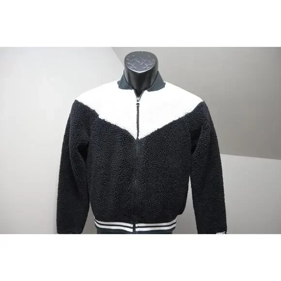 Nike Sherpa Jacket Performance Full Zip Black and White‎ Womens Sz XS XSMALL