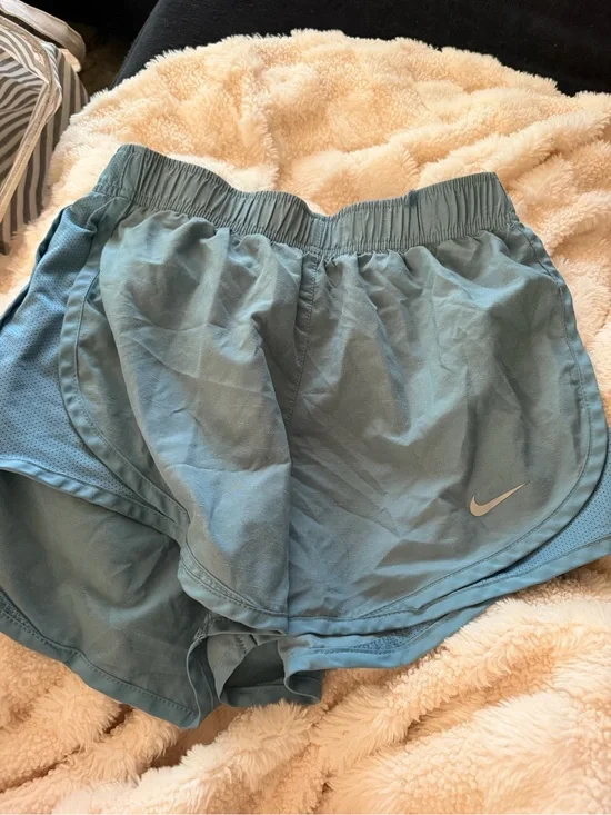 Nike Women’s Teal Athletic Shorts with Silver Swoosh