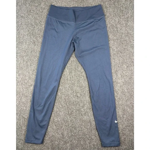 Nike Dri-FIT Womens Large Navy High Rise Leggings Hidden Pocket Athletic