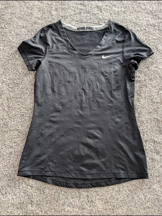 Nike Pro Dri-FIT Black V-Neck Short Sleeve Training Shirt Size L