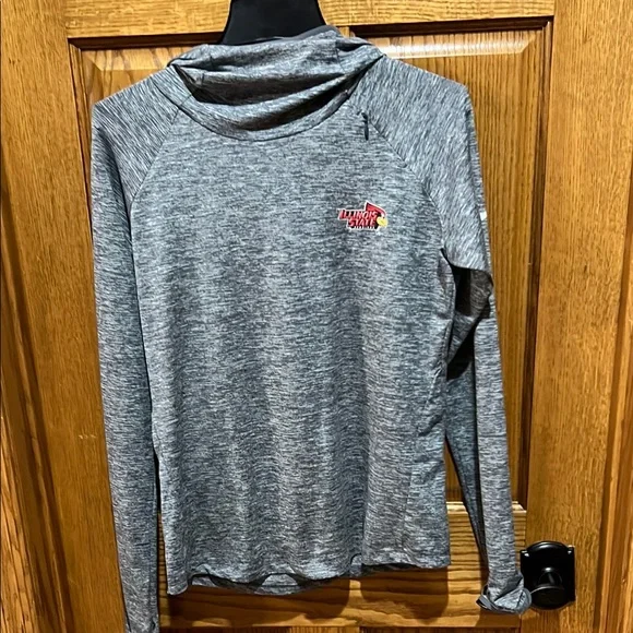 Nike Women's Gray Long Sleeve Top with hood. Illinois state logo.  Size M
