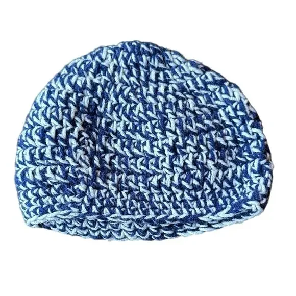 Handmade Blue and white crochet hat acrylic