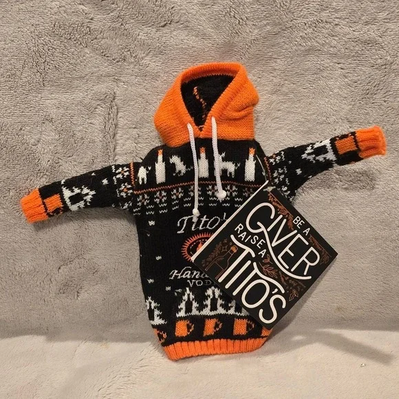 New Tito's‎ Handmade Vodka Mini Ugly Sweater Hoodie Bottle Cover 2019 Holiday