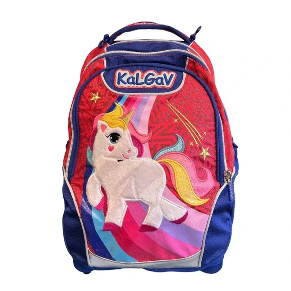 KalGav Suitcase and Backpack 2 in 1 Unicorn Large pockets Zippers Bottle holders