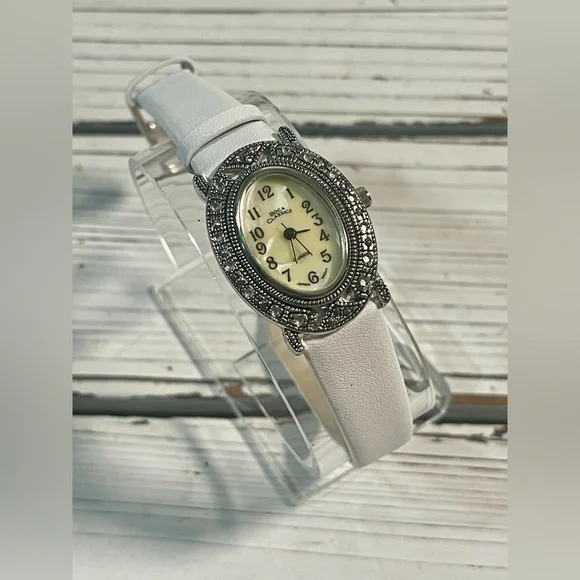 NEW BATTERY Vintage 90's‎ Watch Boca Classics Antique Victorian Mother Of Pearl